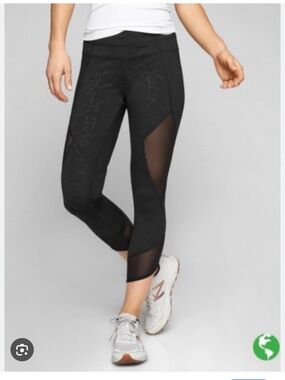 Athleta Angle Aura Sonar Capri Crop Mesh Black Size XL EUC